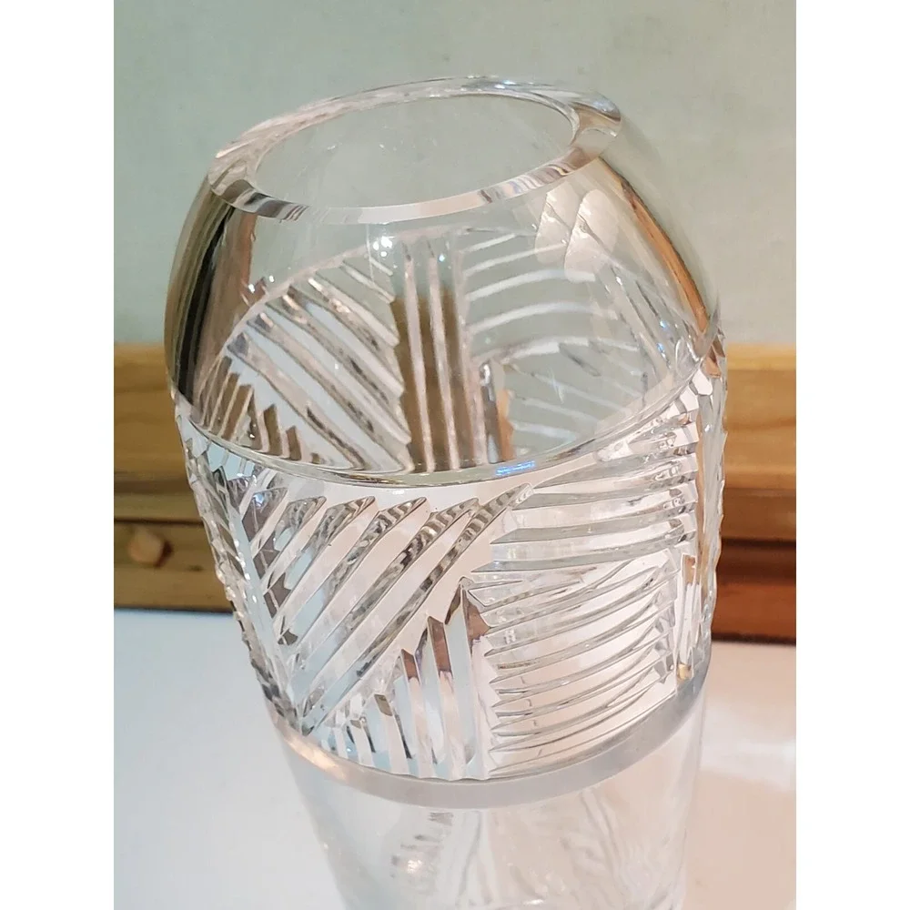 Vase By Villeroy & Boch Lead Crystal Cut Glass Geometric Pattern Heavy 9